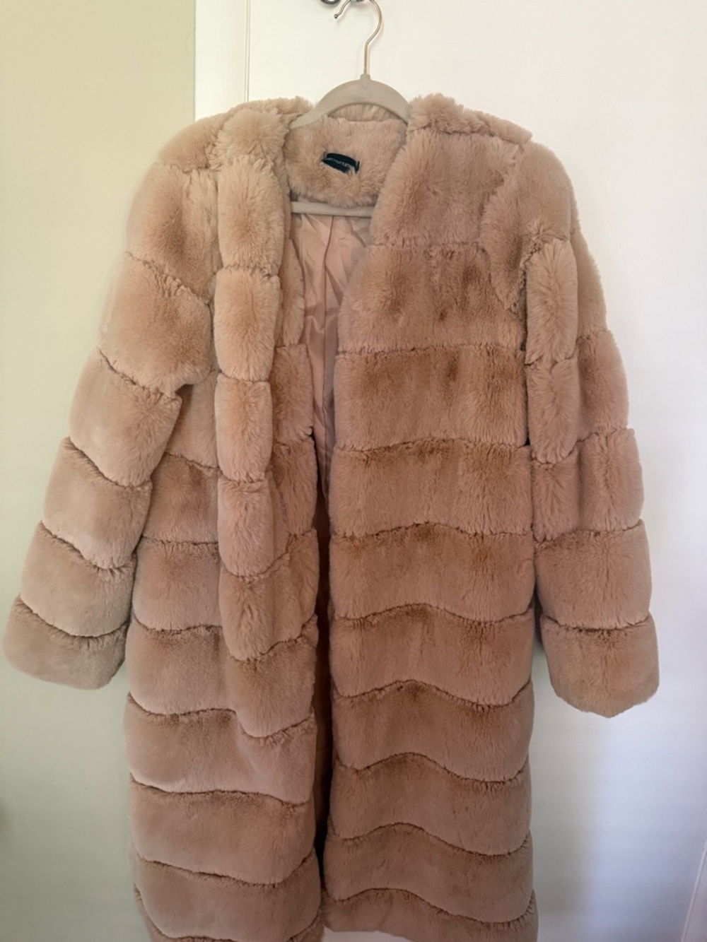 PrettyLittleThing Plush Faux Fur Teddy Coat in Taupe